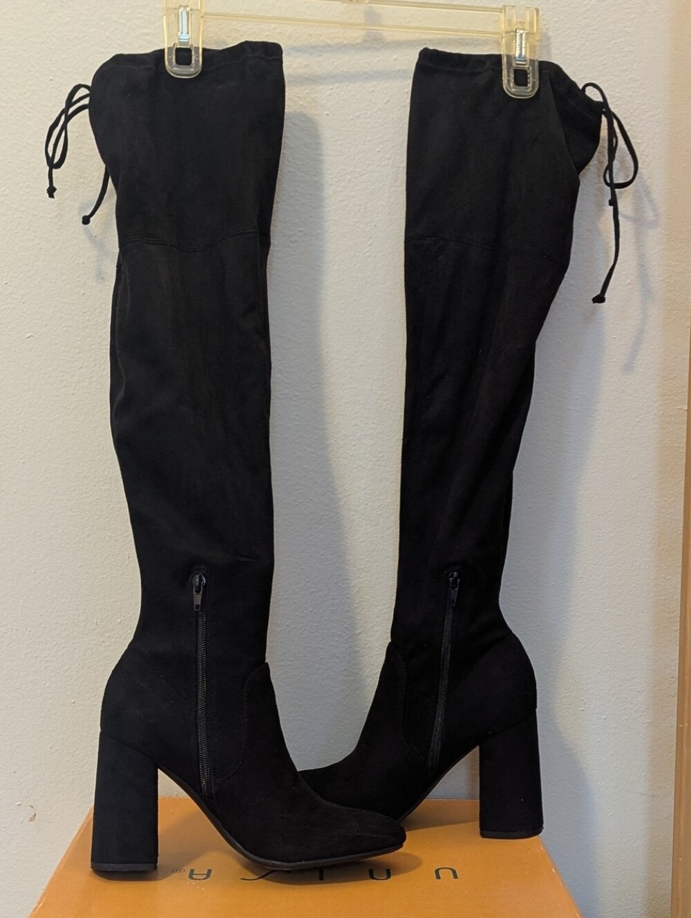Unisa Black Over-the-Knee Block Heel Boots